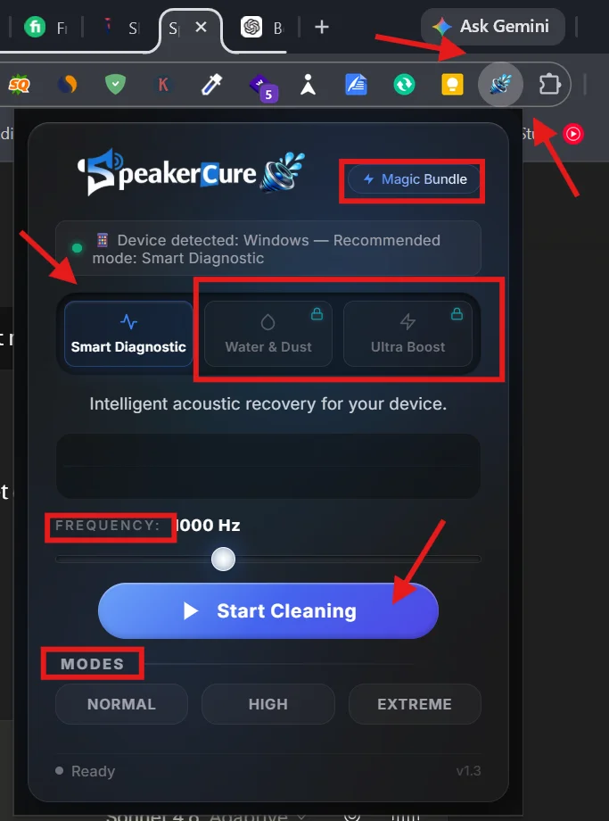SpeakerCure Popup Screenshot Guide